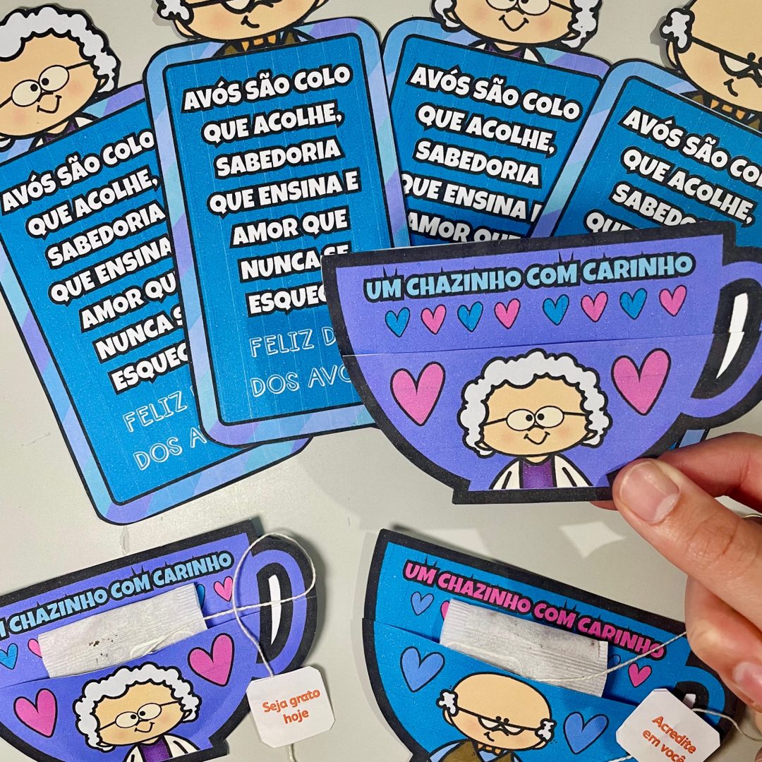 Lembrancinha Dia dos Avós – Amor que cabe num chá e num marcador de página!