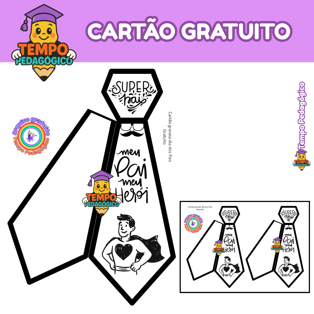 Cartão para o Dia dos Pais em PDF: A4 e Econômico para Colorir - Gratuito