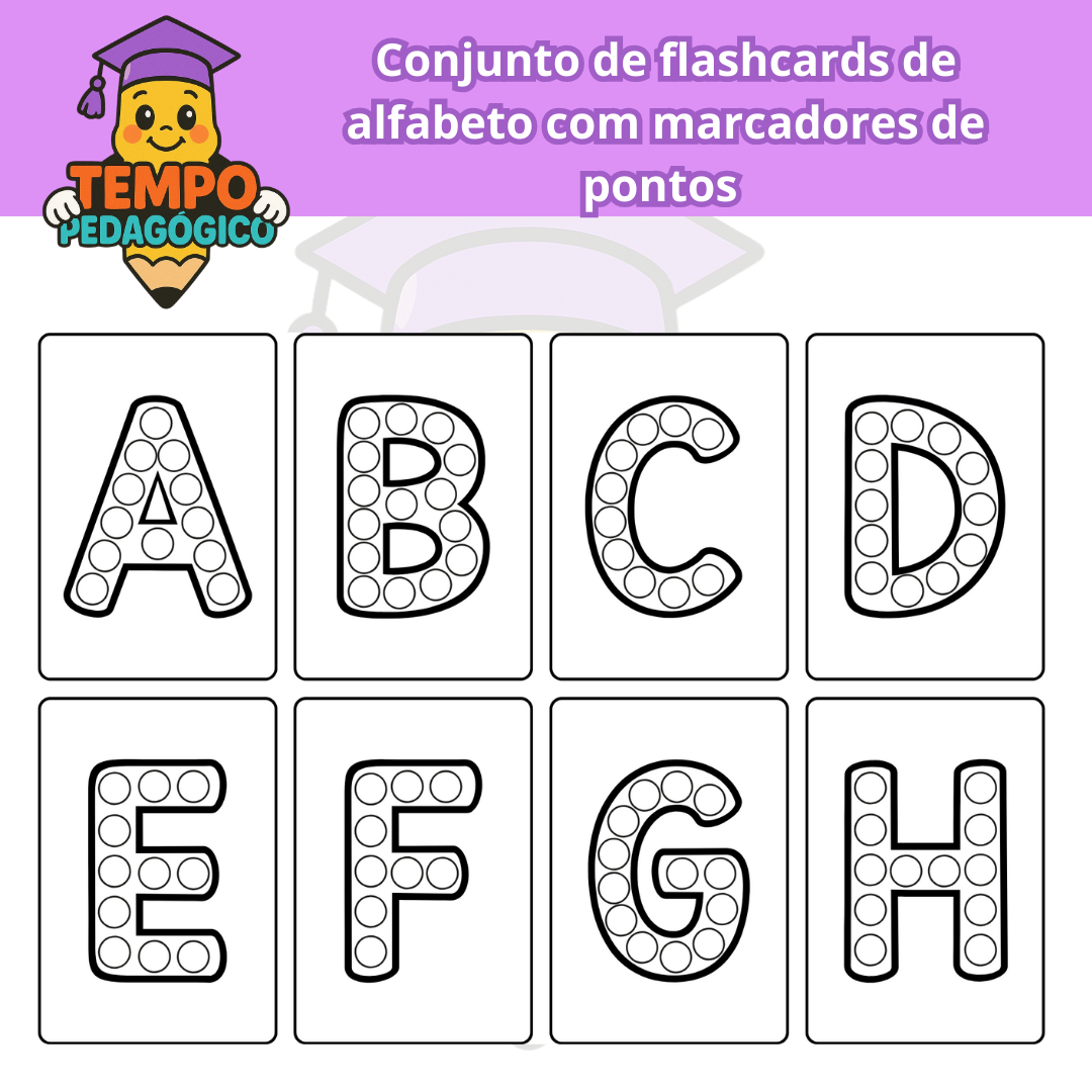 Conjunto de Flashcards de Alfabeto com Marcadores de Pontos