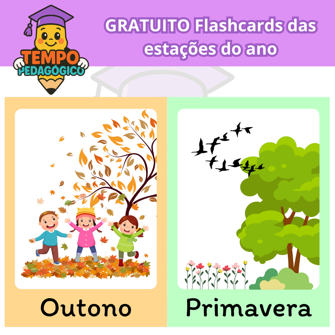 Flashcards das estações em estilo colorido para impressão