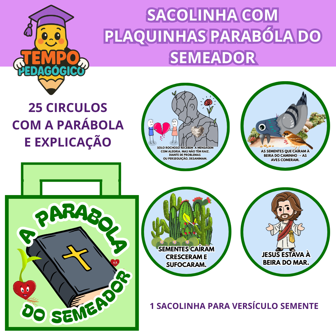 KIT Recurso Visual Pedagógico Sacolinha – Parábola do Semeador