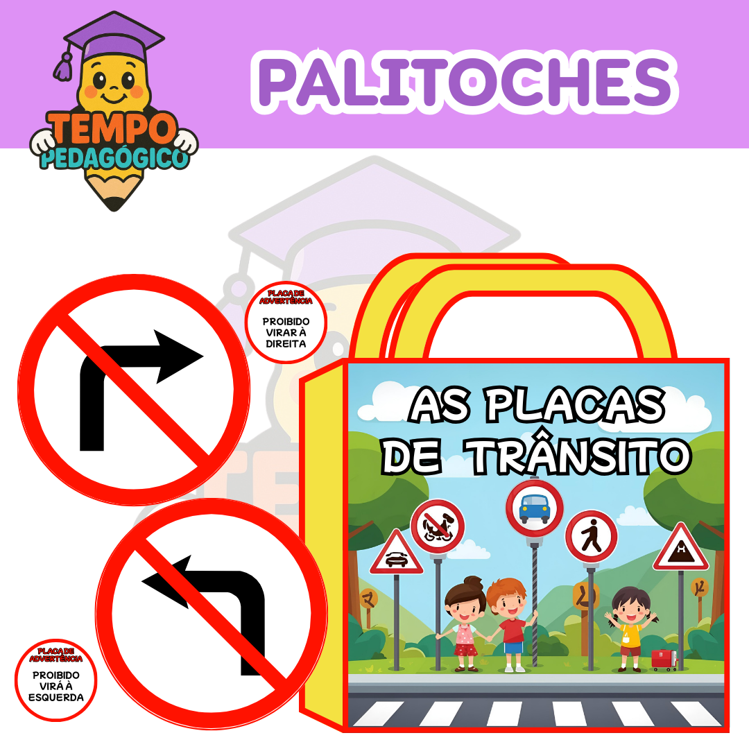 36 Plaquinhas de Trânsito para Palitoche + Sacolinha