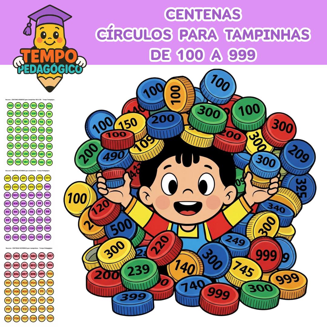 CENTENAS – Números para Tampinhas (100 a 999)