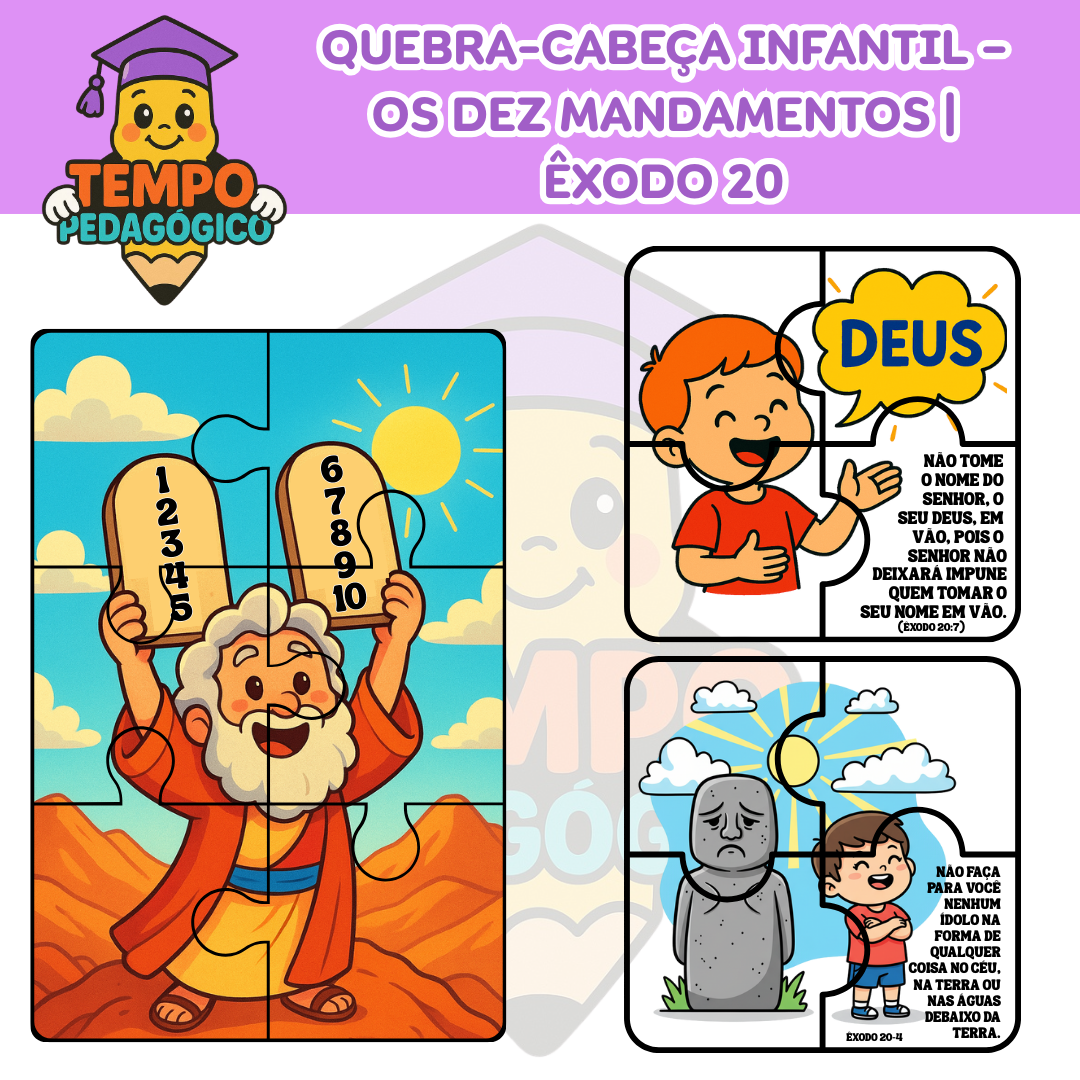 Quebra-Cabeça Infantil – Os Dez Mandamentos | Êxodo 20