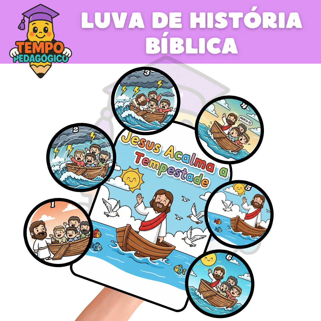 Kit Luva de História Bíblica - Jesus Acalma a Tempestade