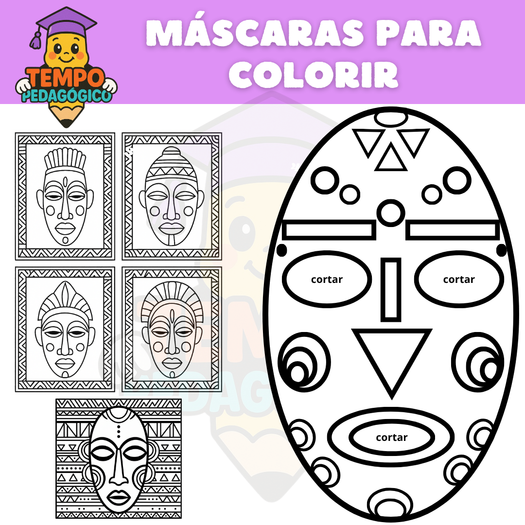 Kit Máscaras Educativas e Divertidas para o Dia da Consciência Negra