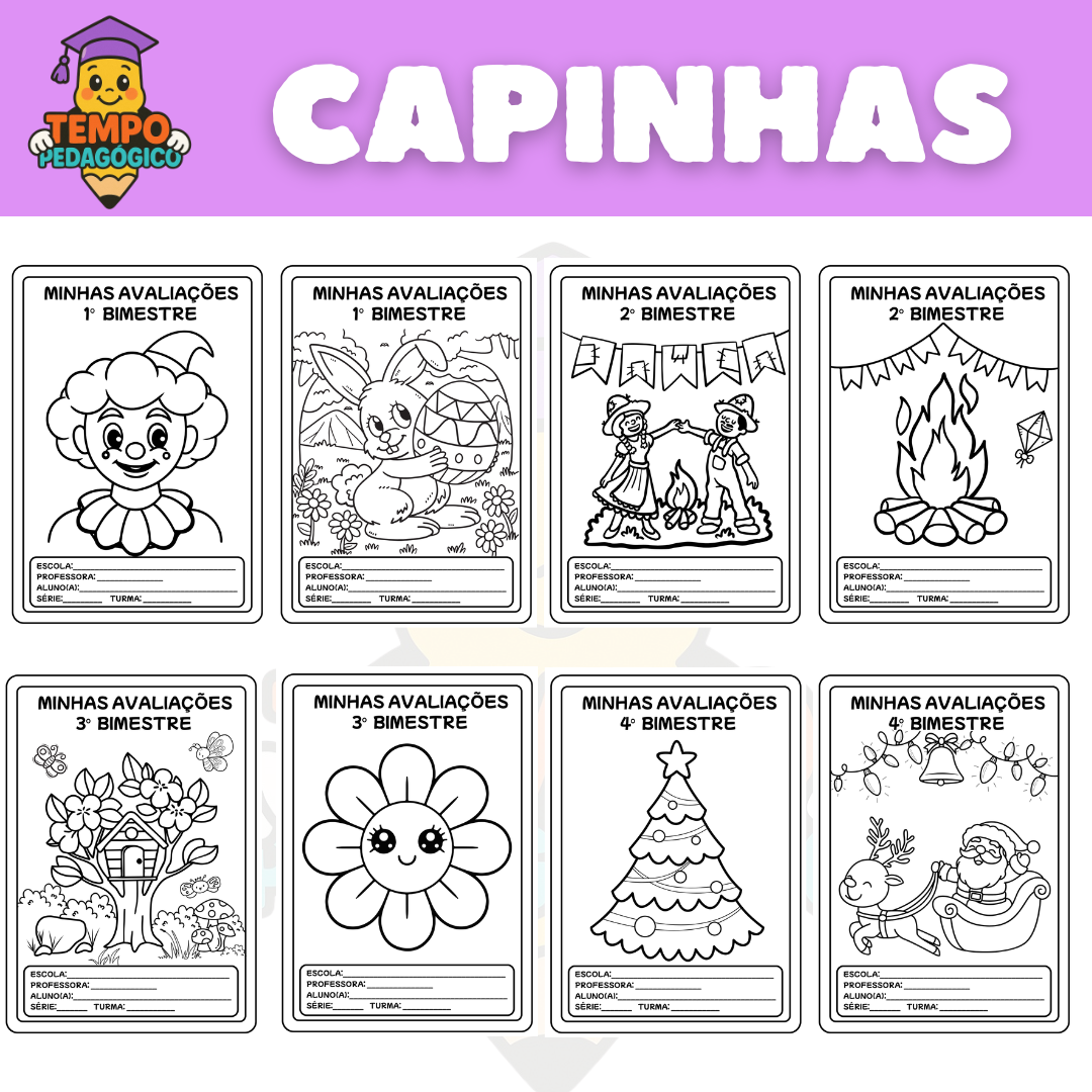 Kit Capinhas para Colorir – Avaliações dos 4 Bimestres