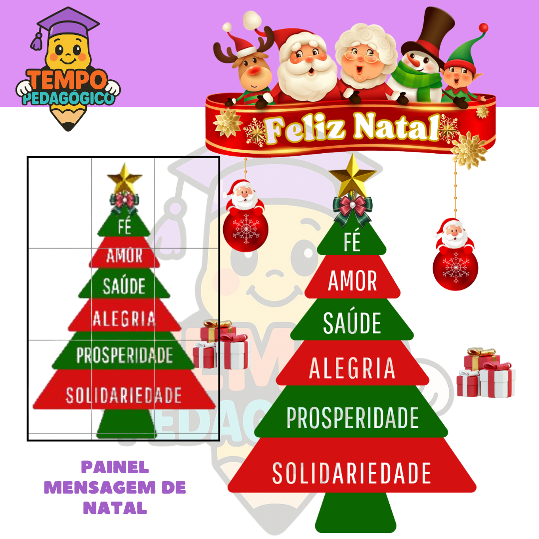 Mensagem da Árvore de Natal - Painel para decoração