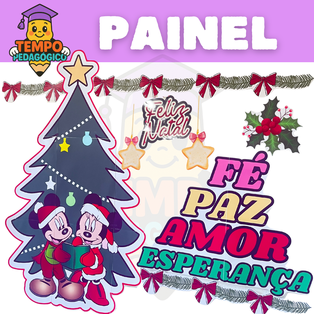 Painel de Natal tema mickey e Minnie