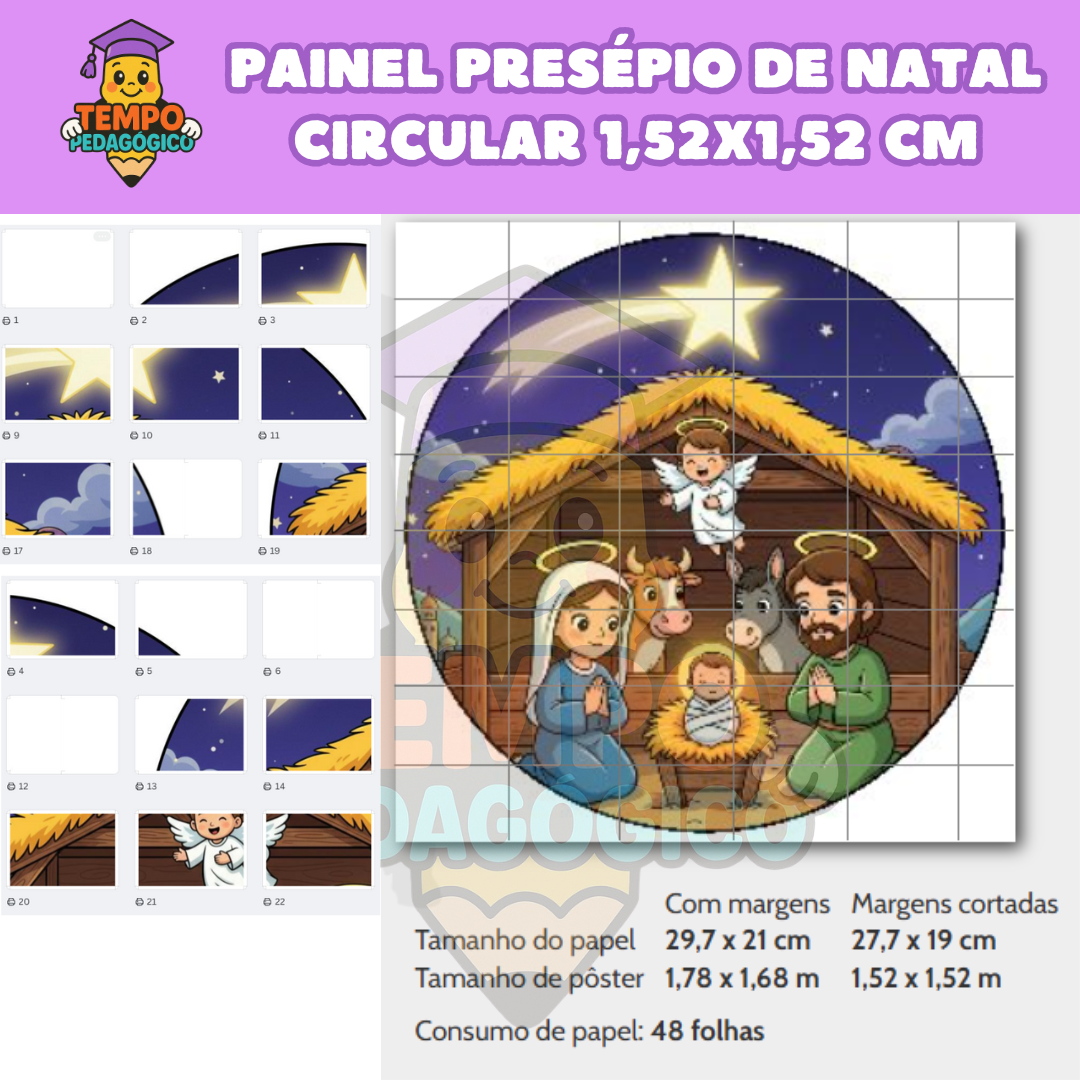 Painel Gigante Circular de Natal: O Presépio do Nascimento de Jesus