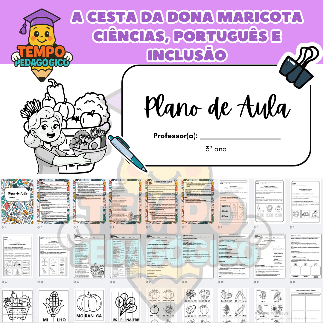 Kit de Planos de Aula 3º Ano EF A Cesta da Dona Maricota – Ciências, Português e Inclusão
