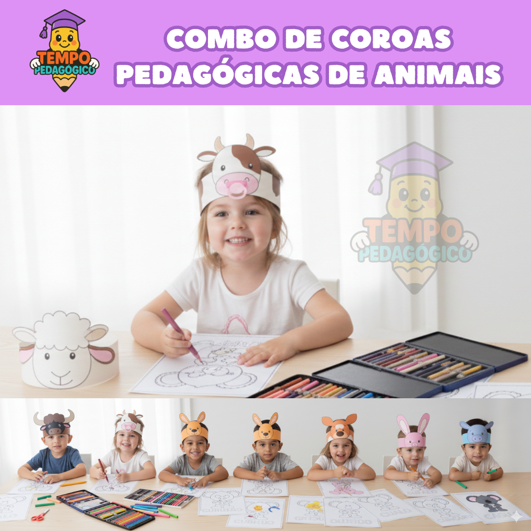 Combo de Coroas Pedagógicas de Animais