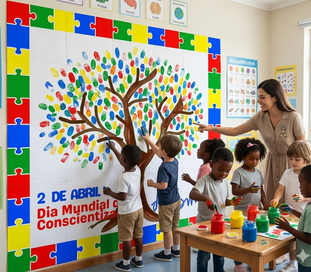 Painel Gigante: Árvore da Conscientização do Autismo