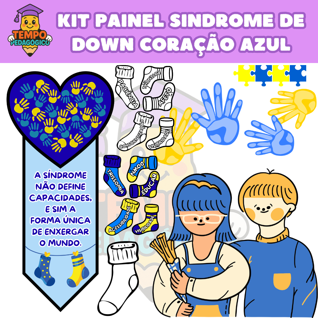 KIT PAINEL SINDROME DE DOWN CORAÇÃO AZUL