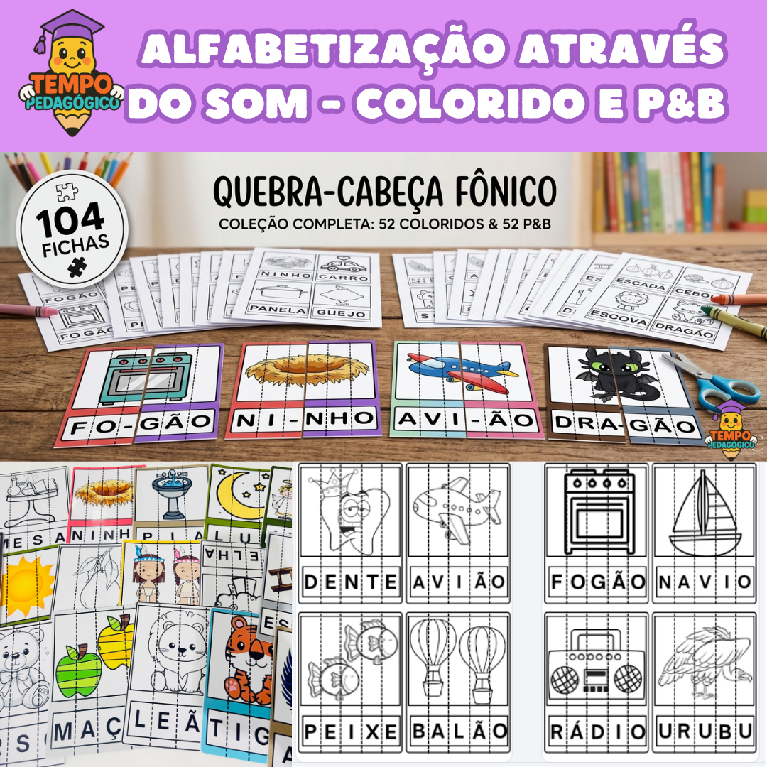 Quebra-Cabeça Fônico: Alfabetização através do Som - Colorido e P&B