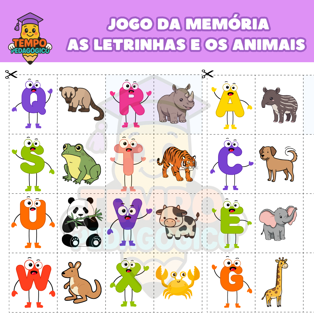 Jogo da Memória: As Letrinhas e os Animais