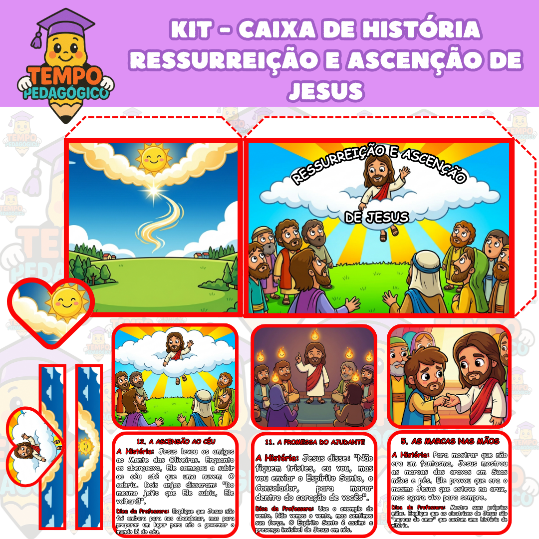 KIT CAIXA DE HISTÓRIA RESSURREIÇÃO E ASCENÇÃO DE JESUS