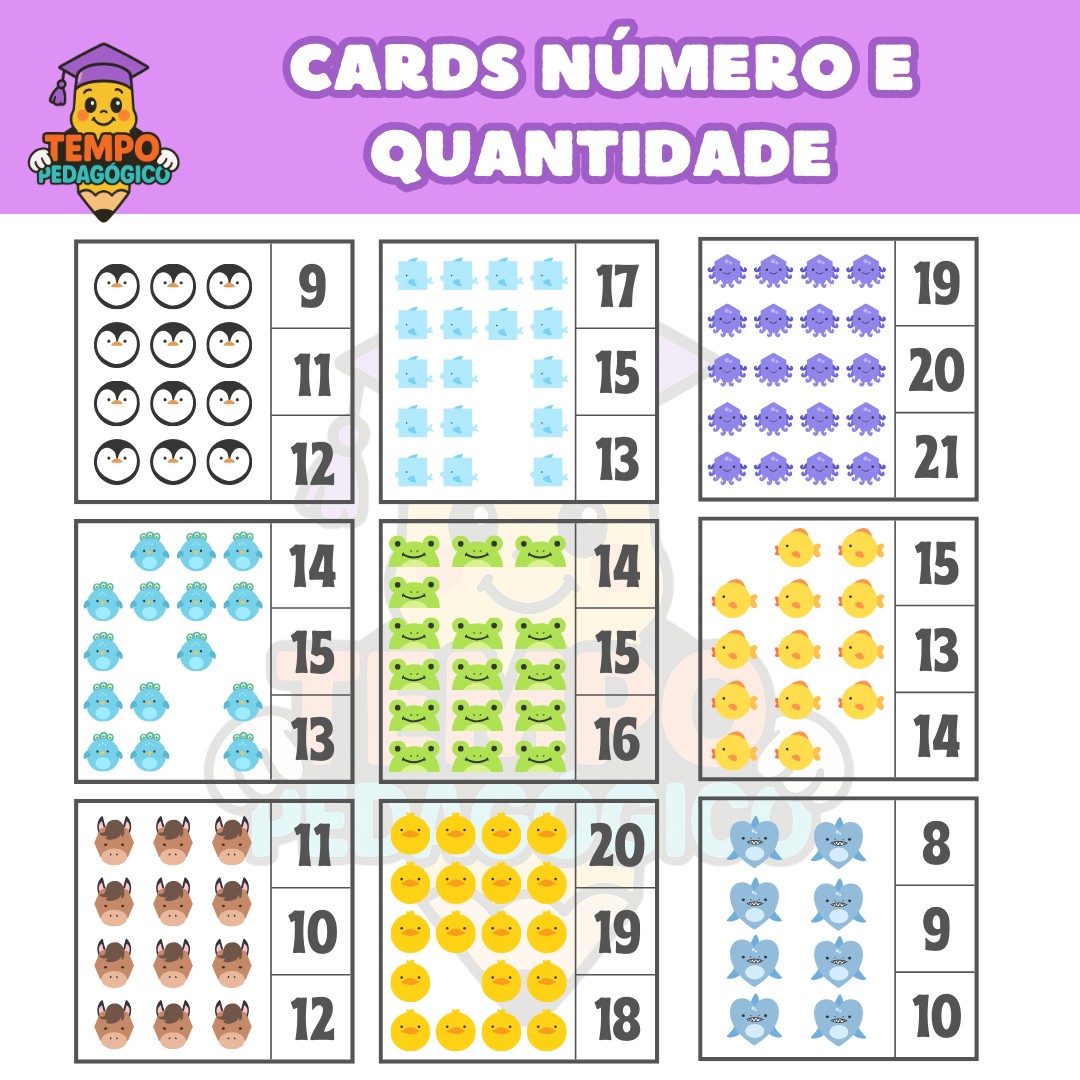 CARDS NÚMERO E QUANTIDADE