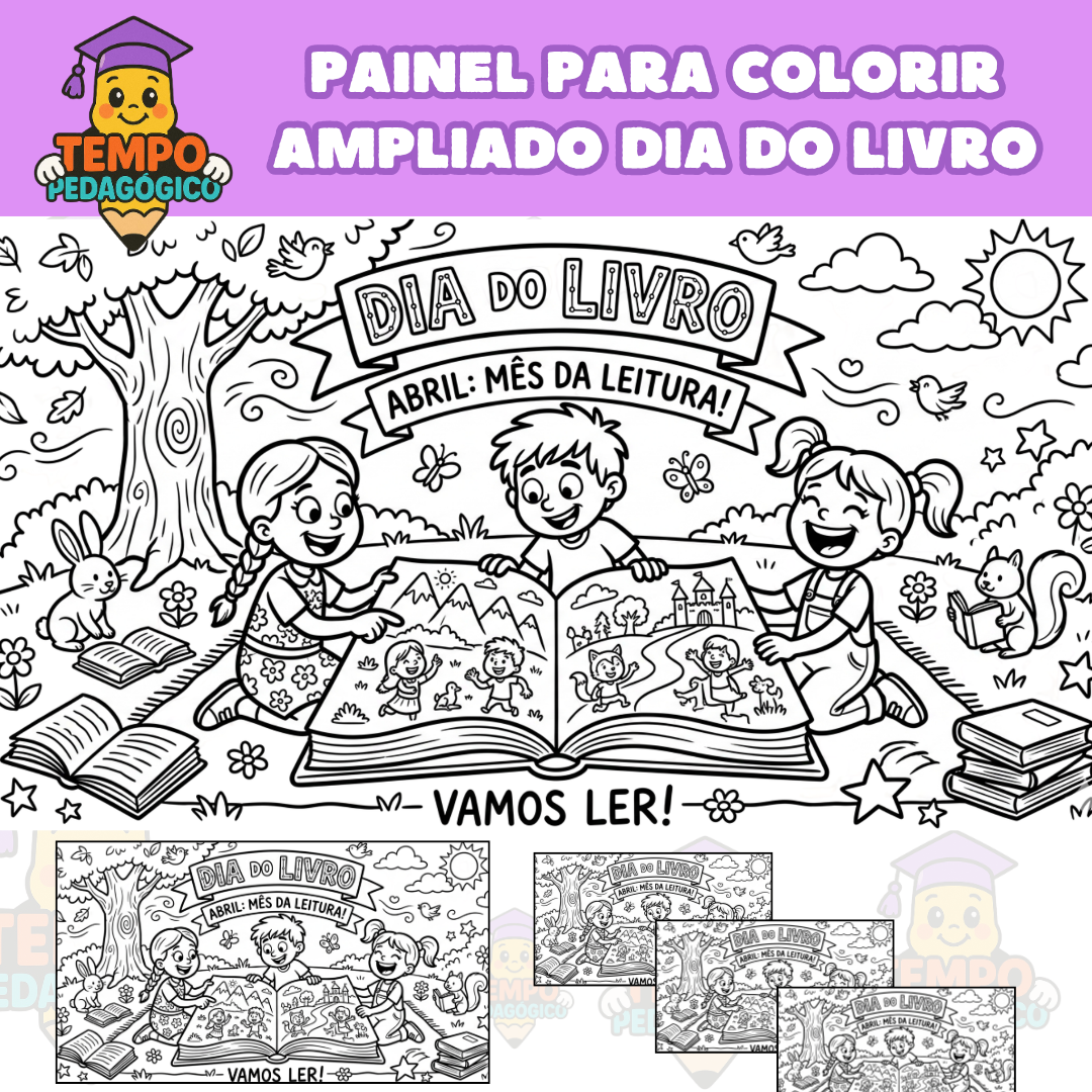PAINEL PARA COLORIR AMPLIADO DIA DO LIVRO