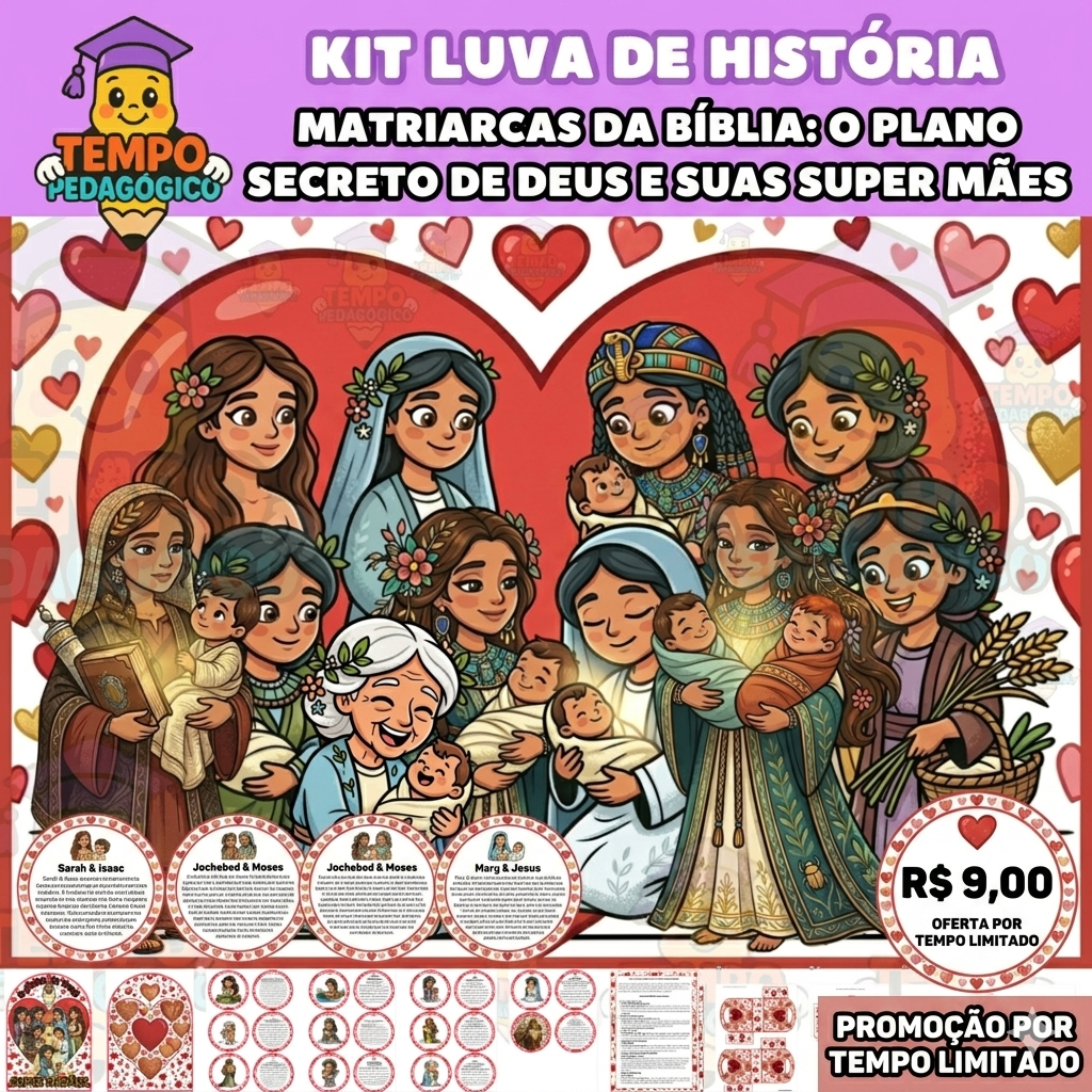 KIT LUVA DE HISTÓRIA - MATRIARCAS DA BÍBLIA - O Plano Secreto de Deus e Suas Super Mães