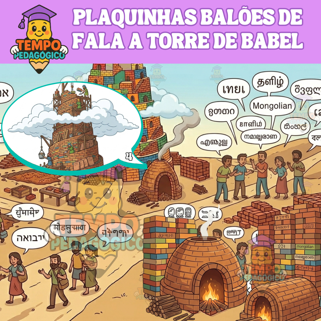 PLAQUINHAS BALÕES DE FALA - A TORRE DE BABEL