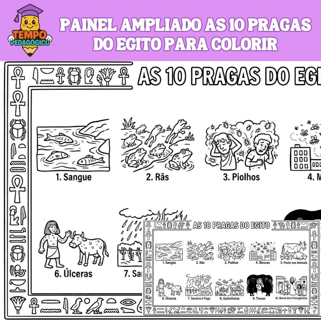 PAINEL AMPLIADO AS 10 PRAGAS DO EGITO PARA COLORIR