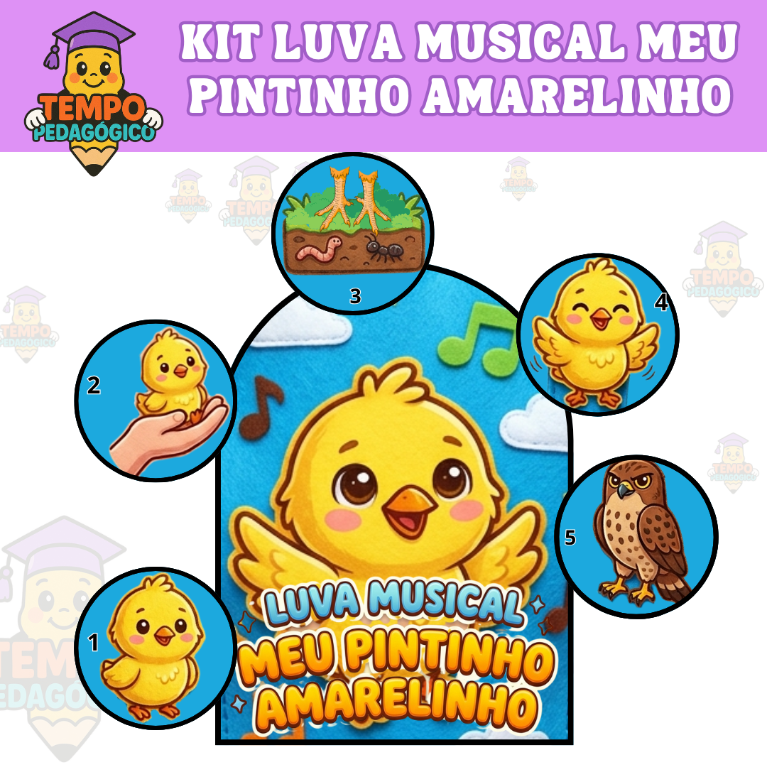 KIT LUVA MUSICAL MEU PINTINHO AMARELINHO