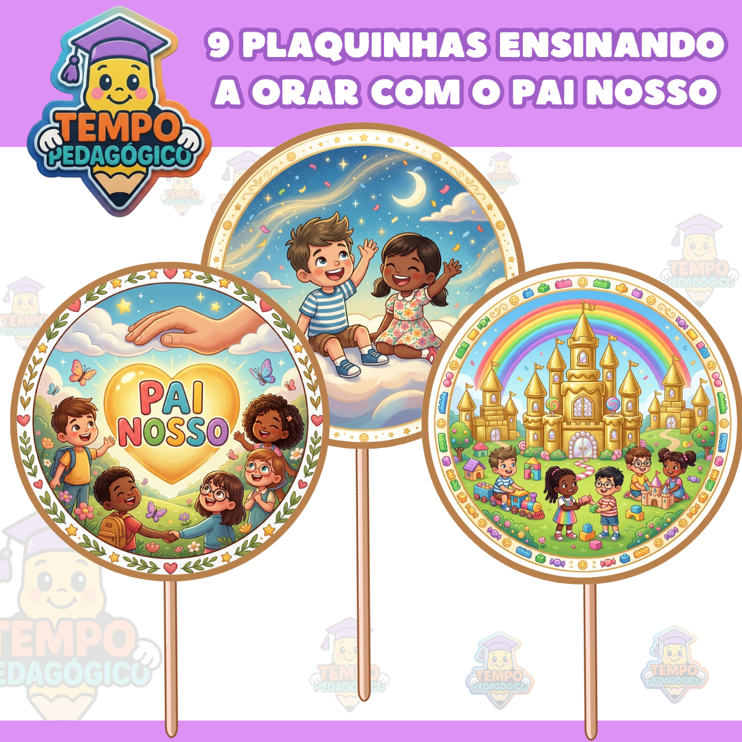 ENSINANDO A ORAR COM O PAI NOSSO EM 9 PLAQUINHAS