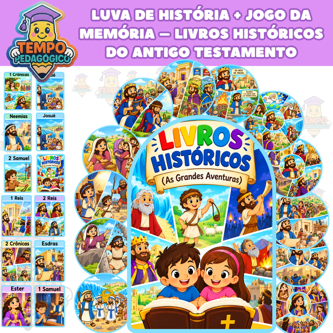 Luva de História + Jogo da Memória – Livros Históricos do Antigo Testamento ("As Grandes Aventuras")